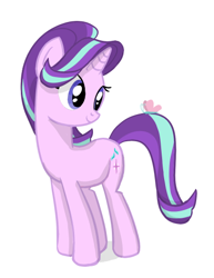 Size: 400x517 | Tagged: safe, artist:paking pie, starlight glimmer, butterfly, pony, unicorn, happy, looking back, simple background, solo, white background