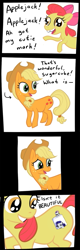 Size: 319x1000 | Tagged: safe, edit, apple bloom, applejack, rarity, sweetie belle, earth pony, pony, unicorn, comic, cutie mark, gap teeth, marshmallow