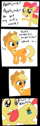 Size: 319x1000 | Tagged: safe, edit, apple bloom, applejack, earth pony, pony, apple bloom casts the spells that make the ponies fall down, comic, cutie mark, final fantasy