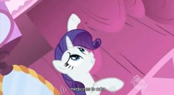 Size: 632x344 | Tagged: safe, screencap, rarity, pony, unicorn, female, horn, mare, solo, wtf, youtube caption