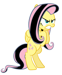 Size: 8289x10000 | Tagged: safe, artist:proenix, fluttershy, pegasus, pony, absurd resolution, alternate hair color, angry, emoshy, rearing, simple background, solo, transparent background, vector