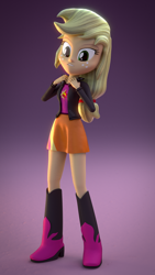 Size: 1080x1920 | Tagged: safe, artist:3d thread, artist:creatorofpony, applejack, sunset shimmer, equestria girls, /mlp/, 3d, blender, clothes swap, solo