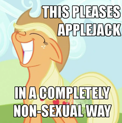 Size: 428x431 | Tagged: safe, applejack, earth pony, pony, image macro, meme, reaction image, solo