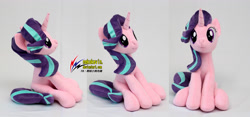 Size: 4760x2225 | Tagged: safe, artist:nekokevin, starlight glimmer, pony, unicorn, series:nekokevin's glimmy, :3, female, irl, mare, photo, plushie, sitting, smiling, watermark