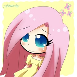 Size: 1024x1024 | Tagged: safe, artist:komo, fluttershy, clothes, dress, humanized, pixiv