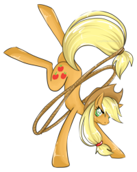 Size: 1482x1854 | Tagged: safe, artist:lucyhikarikitsune, applejack, earth pony, pony, blonde mane, female, mare, orange coat, rope, solo