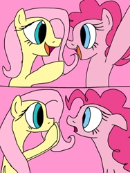 Size: 768x1024 | Tagged: safe, artist:biosonic100, fluttershy, pinkie pie, earth pony, pegasus, pony, female, mare, shocked