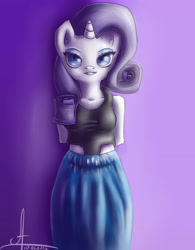 Size: 2834x3638 | Tagged: safe, artist:1vladislav, rarity, anthro, clothes, female, midriff