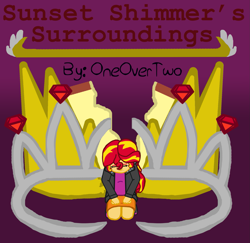 Size: 1761x1713 | Tagged: safe, artist:oneovertwo, sunset shimmer, equestria girls, fanfic, fanfic art, fanfic cover, solo