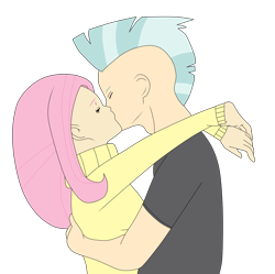 Size: 1200x1197 | Tagged: safe, artist:luuandherdraws, fluttershy, thunderlane, clothes, female, humanized, kissing, male, shipping, straight, sweatershy, thundershy