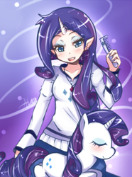 Size: 650x875 | Tagged: safe, artist:hua, rarity, human, comb, horned humanization, human ponidox, humanized