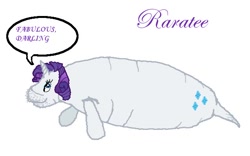 Size: 640x400 | Tagged: safe, artist:alextrebek, rarity, manatee, raratee, species swap