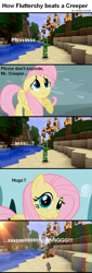 Size: 638x1875 | Tagged: safe, fluttershy, pegasus, pony, caption, comic, creeper, female, mare, minecraft