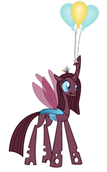 Size: 813x1300 | Tagged: safe, pinkie pie, changeling, earth pony, pony, balloon, changelingified, fanfic, pink changeling, queen