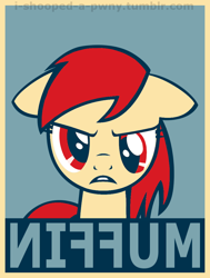 Size: 776x1029 | Tagged: safe, editor:i-shooped-a-pwny, derpy hooves, pegasus, pony, backwards, female, hope poster, mare, muffin, obey, propaganda, shepard fairey