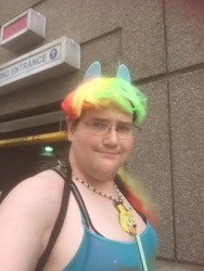 Size: 720x960 | Tagged: safe, derpibooru import, rainbow dash, human, bronycon, chris chan, clothes, cosplay, costume, irl, irl human, photo, pony ears