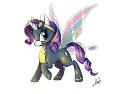 Size: 800x618 | Tagged: safe, artist:lanmana, rarity, pony, unicorn, butterfly wings, costume, glimmer wings, wonderbolts, wonderbolts uniform