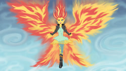 Size: 3840x2160 | Tagged: safe, artist:angel-pup, sunset shimmer, equestria girls, my past is not today, rainbow rocks, beautiful, clothes, fiery shimmer, fiery wings, fire, solo, sunset phoenix, wallpaper