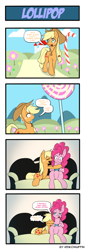 Size: 660x1914 | Tagged: safe, artist:reikomuffin, applejack, pinkie pie, earth pony, pony, 4koma, applepie, comic, dream, female, lesbian, licking, loose hair, shipping, sleeping