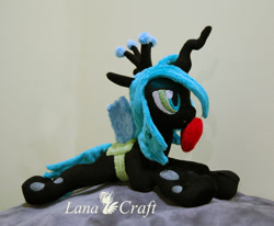 Size: 1900x1565 | Tagged: safe, artist:lanacraft, queen chrysalis, changeling, changeling queen, beanie (plushie), heart, irl, photo, plushie, solo