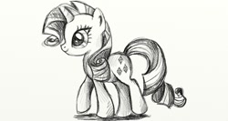 Size: 1366x728 | Tagged: safe, artist:emilylovesponies, rarity, pony, unicorn, monochrome, simple background, solo, traditional art