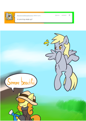 Size: 808x1132 | Tagged: safe, artist:phillnana, carrot top, derpy hooves, golden harvest, pegasus, pony, ask, cute, derpytop, female, lesbian, mare, shipping, tumblr