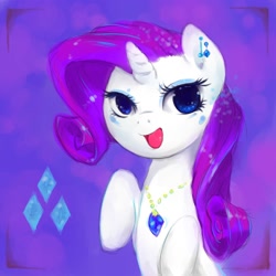 Size: 2000x2000 | Tagged: safe, artist:lilypadphi, rarity, pony, unicorn, female, mare, necklace, purple mane, solo, white coat