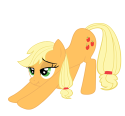 Size: 2000x1854 | Tagged: safe, artist:luckysmores, applejack, earth pony, pony, exploitable meme, female, iwtcird, mare, scrunchy face, simple background, solo, stretching, transparent background