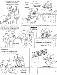 Size: 1012x1327 | Tagged: safe, artist:conner cogwork, artist:terrichance, applejack, carrot top, golden harvest, earth pony, pony, comic, dat mane, the mane attraction (comic)