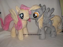 Size: 1632x1224 | Tagged: safe, artist:mlpt-fan, derpy hooves, fluttershy, pegasus, pony, derpyshy, female, irl, lesbian, mare, photo, plushie, shipping