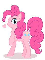 Size: 765x1020 | Tagged: safe, artist:zat, pinkie pie, earth pony, pony, cute, diapinkes, female, heart, mare, one eye closed, pixiv, simple background, solo, white background, wink