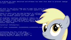 Size: 960x540 | Tagged: safe, edit, derpy hooves, pegasus, pony, blue screen of death, female, mare