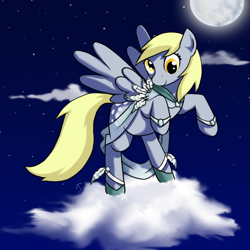 Size: 800x800 | Tagged: safe, artist:theforbiddensecrets, derpy hooves, pegasus, pony, clothes, dress, female, gala dress, mare, rearing, solo