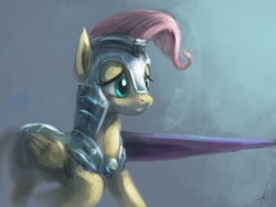 Size: 800x600 | Tagged: safe, artist:raikoh, fluttershy, pegasus, pony, spoiler:s03, armor, solo