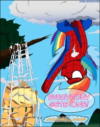 Size: 800x1018 | Tagged: safe, artist:ladyanidraws, applejack, rainbow dash, earth pony, pegasus, pony, female, mare, spider-man