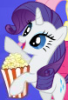 Size: 68x100 | Tagged: safe, rarity, pony, unicorn, female, happy, horn, mare, popcorn, white coat