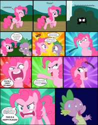 Size: 1068x1360 | Tagged: safe, artist:danleman14, pinkie pie, spike, dragon, earth pony, pony, comic, freakazoid, parody