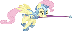 Size: 10000x4415 | Tagged: safe, artist:gray--day, fluttershy, pegasus, pony, the crystal empire, absurd resolution, armor, crystal guard armor, jousting, simple background, solo, transparent background, vector
