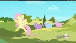 Size: 1920x1080 | Tagged: safe, screencap, fluttershy, pegasus, pony, the crystal empire, crystal sheep, youtube caption