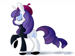 Size: 1600x1200 | Tagged: safe, artist:givenheart, rarity, pony, unicorn, beatnik rarity, beret, clothes, hat, solo, sweater