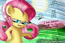 Size: 1280x853 | Tagged: safe, artist:extradan, fluttershy, pegasus, pony, 30 minute art challenge, female, mare, pink mane, yellow coat