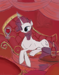 Size: 917x1167 | Tagged: safe, artist:php15, rarity, pony, unicorn, magic, sofa, solo, wine