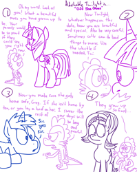 Size: 1280x1611 | Tagged: safe, artist:adorkabletwilightandfriends, spike, starlight glimmer, twilight sparkle, twilight sparkle (alicorn), oc, oc:greg, alicorn, dragon, pony, comic:adorkable twilight and friends, adorkable twilight, comic, crying, date, lineart, parenting, plot, simple background, slice of life, spike cares