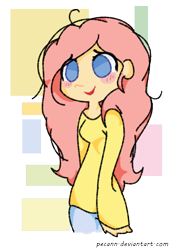 Size: 794x1123 | Tagged: safe, artist:pecann, fluttershy, human, clothes, female, humanized, pink hair