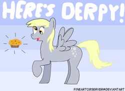 Size: 1366x1000 | Tagged: safe, artist:fineartobserver, derpy hooves, pegasus, pony, female, mare, muffin