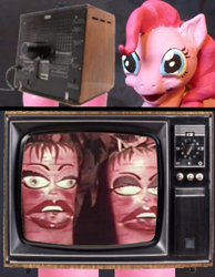 Size: 699x900 | Tagged: safe, pinkie pie, earth pony, pony, carrot, creepy, exploitable meme, meme, nightmare fuel, sculpture, tv meme