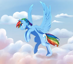 Size: 3985x3454 | Tagged: safe, artist:sunstriderart, derpibooru import, rainbow dash, pegasus, pony, backwards cutie mark, cloud, female, solo