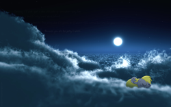 Size: 1280x800 | Tagged: safe, artist:eonevolution, derpy hooves, pegasus, pony, cloud, cloudy, female, mare, moon, sleeping, vector, wallpaper