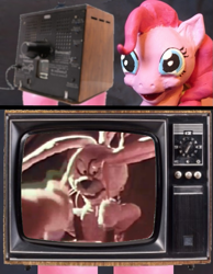 Size: 699x900 | Tagged: safe, pinkie pie, earth pony, pony, rabbit, creepy, exploitable meme, meme, tv meme