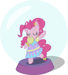 Size: 7428x8192 | Tagged: safe, artist:mrfoxington, pinkie pie, earth pony, pony, friendship is witchcraft, absurd resolution, bipedal, clothes, dancing, dress, gypsy bard, gypsy pie, mouth hold, musical instrument, romani, snow globe, tambourine